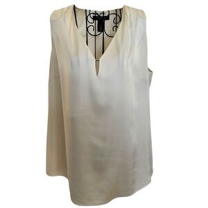 White House Black Market Cream Sleeveless Top W/Silver Detail. Size Medium.